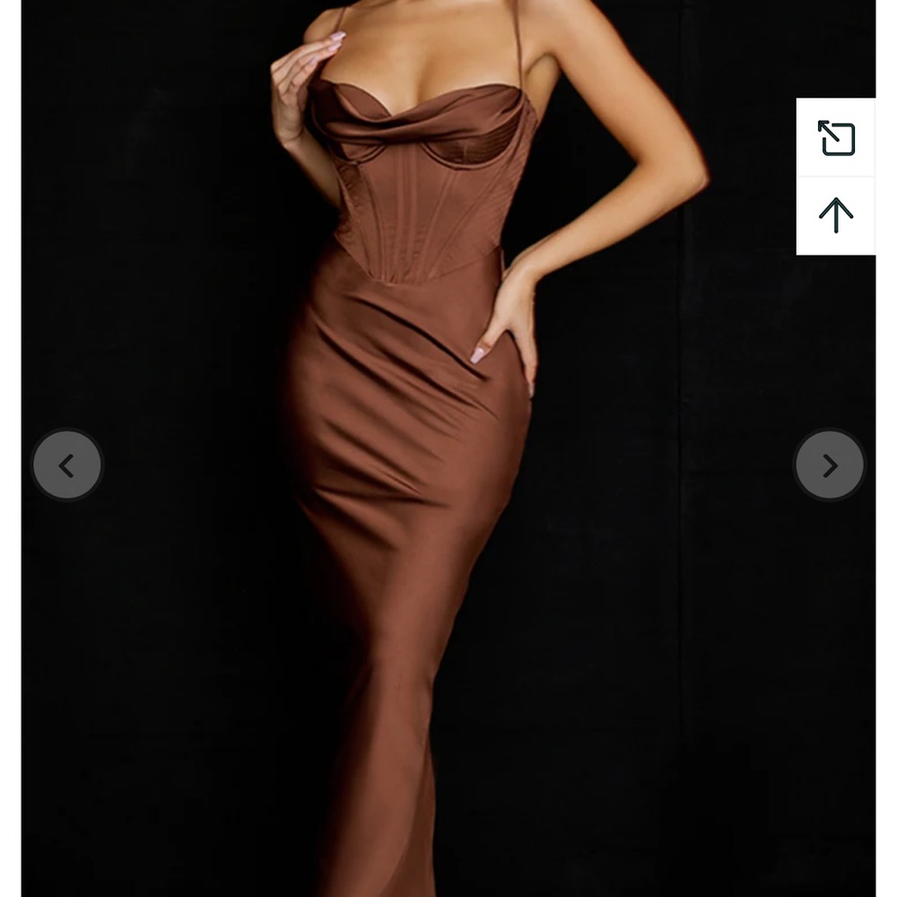 Never worn (still in bag) Satin Brown Maxi dress